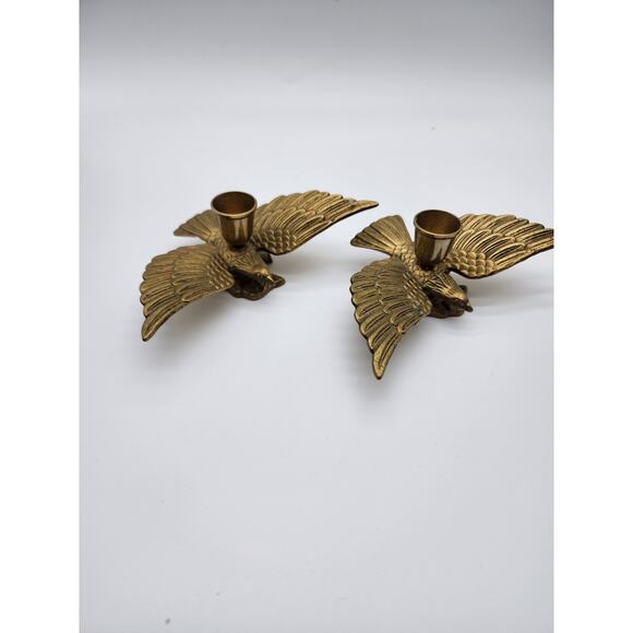 Vintage Other - Vintage Solid Brass Flying Eagle Taper Candle Holders